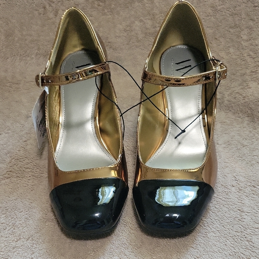 Worthington Gold and Black Women's Mary Jane Heels - Picture 2 of 4